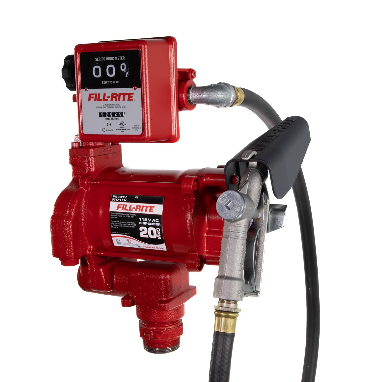 Fill-Rite FR701V 115V 20 GPM Fuel Transfer Pump With Standard Mechanical Meter Package